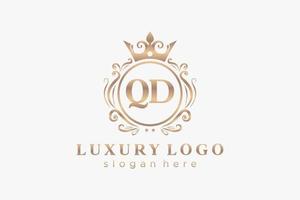 plantilla de logotipo de lujo real de letra qd inicial en arte vectorial para restaurante, realeza, boutique, cafetería, hotel, heráldica, joyería, moda y otras ilustraciones vectoriales. vector