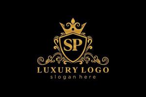 Initial SP Letter Royal Luxury Logo template in vector art for Restaurant, Royalty, Boutique, Cafe, Hotel, Heraldic, Jewelry, Fashion and other vector illustration.