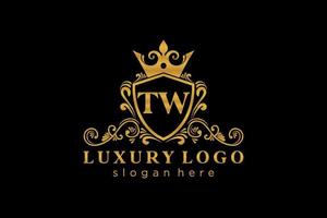 Initial TW Letter Royal Luxury Logo template in vector art for Restaurant, Royalty, Boutique, Cafe, Hotel, Heraldic, Jewelry, Fashion and other vector illustration.