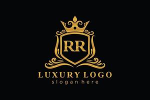 Initial RR Letter Royal Luxury Logo template in vector art for Restaurant, Royalty, Boutique, Cafe, Hotel, Heraldic, Jewelry, Fashion and other vector illustration.