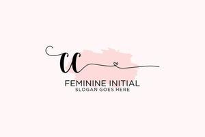 Initial CC beauty monogram and elegant logo design handwriting logo of initial signature, wedding, fashion, floral and botanical with creative template. vector