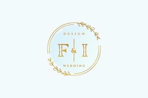 Initial FI beauty monogram and elegant logo design handwriting logo of initial signature, wedding, fashion, floral and botanical with creative template. vector