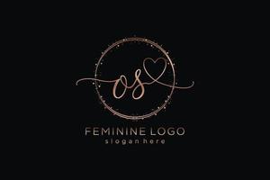 Initial OS handwriting logo with circle template vector logo of initial wedding, fashion, floral and botanical with creative template.
