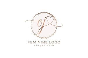 Initial OJ handwriting logo with circle template vector logo of initial wedding, fashion, floral and botanical with creative template.