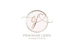 Initial OJ handwriting logo with circle template vector logo of initial wedding, fashion, floral and botanical with creative template.