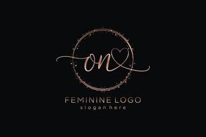Initial ON handwriting logo with circle template vector logo of initial wedding, fashion, floral and botanical with creative template.