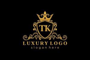 Initial TK Letter Royal Luxury Logo template in vector art for Restaurant, Royalty, Boutique, Cafe, Hotel, Heraldic, Jewelry, Fashion and other vector illustration.