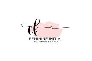 Initial CF beauty monogram and elegant logo design handwriting logo of initial signature, wedding, fashion, floral and botanical with creative template. vector