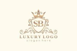 Initial SB Letter Royal Luxury Logo template in vector art for Restaurant, Royalty, Boutique, Cafe, Hotel, Heraldic, Jewelry, Fashion and other vector illustration.