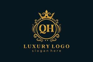 Initial QH Letter Royal Luxury Logo template in vector art for Restaurant, Royalty, Boutique, Cafe, Hotel, Heraldic, Jewelry, Fashion and other vector illustration.
