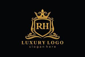 plantilla de logotipo de lujo real con letra rh inicial en arte vectorial para restaurante, realeza, boutique, cafetería, hotel, heráldica, joyería, moda y otras ilustraciones vectoriales. vector