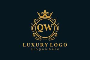Initial QW Letter Royal Luxury Logo template in vector art for Restaurant, Royalty, Boutique, Cafe, Hotel, Heraldic, Jewelry, Fashion and other vector illustration.