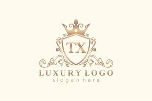 Initial TX Letter Royal Luxury Logo template in vector art for Restaurant, Royalty, Boutique, Cafe, Hotel, Heraldic, Jewelry, Fashion and other vector illustration.