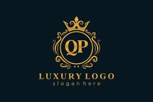 plantilla de logotipo de lujo real de letra qp inicial en arte vectorial para restaurante, realeza, boutique, cafetería, hotel, heráldica, joyería, moda y otras ilustraciones vectoriales. vector