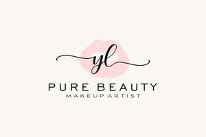 diseño de logotipo prefabricado inicial de labios de color agua, logotipo para marca comercial de artista de maquillaje, diseño de logotipo de boutique de belleza rubor, logotipo de caligrafía con plantilla creativa. vector