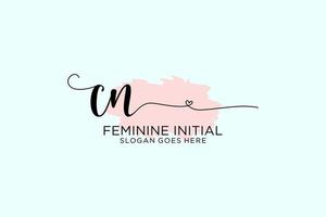 Initial CN beauty monogram and elegant logo design handwriting logo of initial signature, wedding, fashion, floral and botanical with creative template. vector
