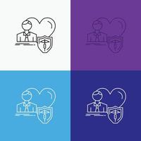 insurance. family. home. protect. heart Icon Over Various Background. Line style design. designed for web and app. Eps 10 vector illustration