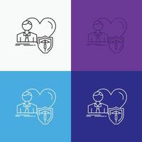 insurance. family. home. protect. heart Icon Over Various Background. Line style design. designed for web and app. Eps 10 vector illustration