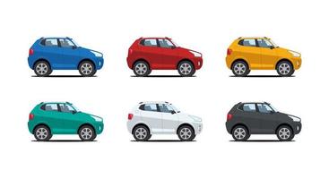 conjunto de coche de dibujos animados suv en varios colores ilustración vectorial vector