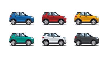 set of suv cartoon car in various color vector illustration