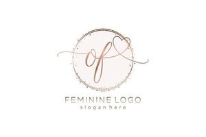 Initial OF handwriting logo with circle template vector logo of initial wedding, fashion, floral and botanical with creative template.