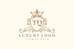 Initial TQ Letter Royal Luxury Logo template in vector art for Restaurant, Royalty, Boutique, Cafe, Hotel, Heraldic, Jewelry, Fashion and other vector illustration.