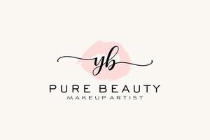 Initial YB Watercolor Lips Premade Logo Design, Logo for Makeup Artist Business Branding, Blush Beauty Boutique Logo Design, Calligraphy Logo with creative template. vector