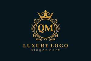 plantilla de logotipo de lujo real de letra qm inicial en arte vectorial para restaurante, realeza, boutique, cafetería, hotel, heráldica, joyería, moda y otras ilustraciones vectoriales. vector