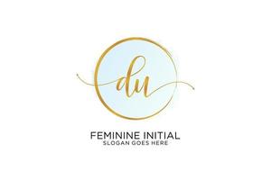 Initial DU handwriting logo with circle template vector signature, wedding, fashion, floral and botanical with creative template.