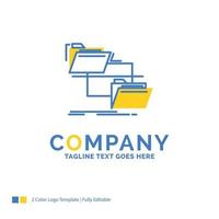 folder. file. management. move. copy Blue Yellow Business Logo template. Creative Design Template Place for Tagline. vector