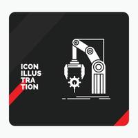 Red and Black Creative presentation Background for Automation. factory. hand. mechanism. package Glyph Icon vector