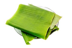 banana leaf isolated white background photo