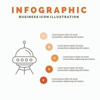 space ship. space. ship. rocket. alien Infographics Template for Website and Presentation. Line Gray icon with Orange infographic style vector illustration