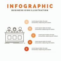 competition. contest. expert. judge. jury Infographics Template for Website and Presentation. Line Gray icon with Orange infographic style vector illustration