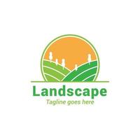 diseño de logotipo de granja de jardín agrícola, logotipo de paisaje vector