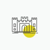 castillo. defensa. fuerte. fortaleza. icono de línea de punto de referencia vector