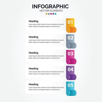 Presentation business Vertical Infographic template with 5 options vector