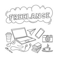Doodle Freelance vector design concepts work at home
