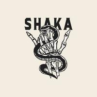 Skeleton hand showing shaka sign with snake vector