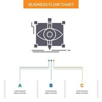 design. draft. sketch. sketching. visual Business Flow Chart Design with 3 Steps. Glyph Icon For Presentation Background Template Place for text. vector