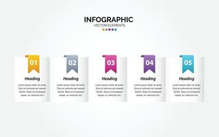 5 step business Horizontal Infographic template vector