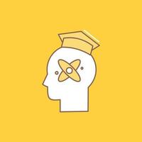 capability. head. human. knowledge. skill Flat Line Filled Icon. Beautiful Logo button over yellow background for UI and UX. website or mobile application vector