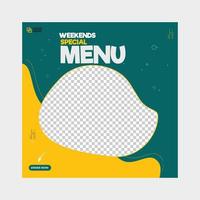 Delicious restaurant food menu social media post template vector