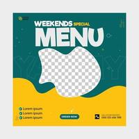 Weekend special offer social media menu template vector