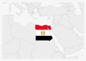 Egypt map highlighted in Egypt flag colors vector