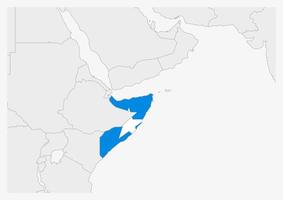 mapa de somalia resaltado en los colores de la bandera de somalia vector