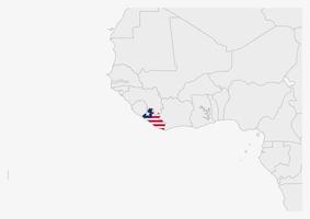 Liberia map highlighted in Liberia flag colors vector