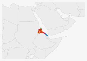 mapa de eritrea resaltado en los colores de la bandera de eritrea vector