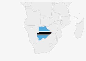 mapa de botswana resaltado en los colores de la bandera de botswana vector