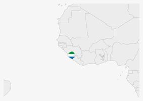 mapa de sierra leona resaltado en los colores de la bandera de sierra leona vector